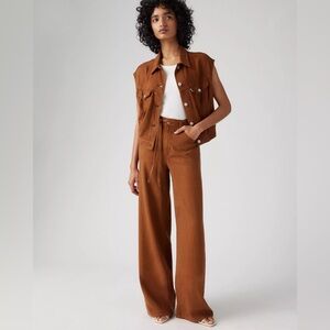 XL Baggy Straight Linen Blend Pants